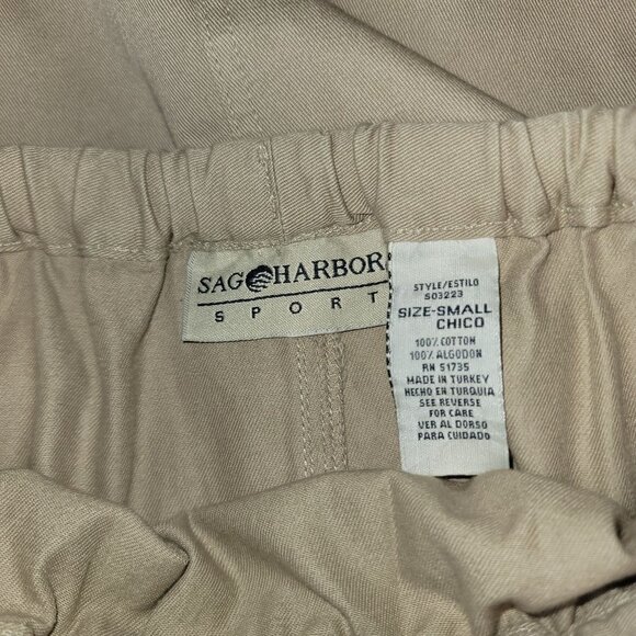 Sag Harbor Women's 100%‎ Cotton Maxi Cargo Skirt Size small Elastic Waist Khaki - Picture 6 of 8